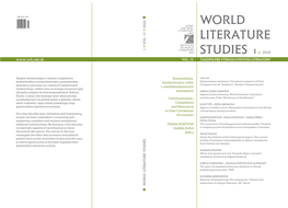 World Literature Studies Literature World Časopis Pre Výskum Svetovej Literatúry 1
