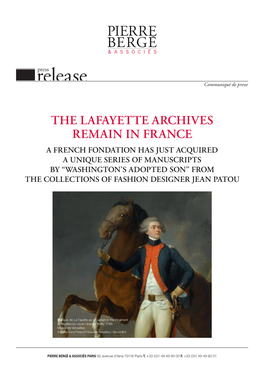 The Lafayette Archives Remain in France