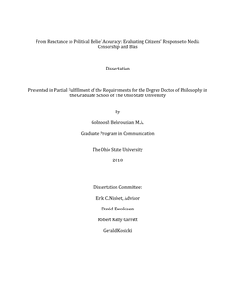 From Reactance to Political Belief Accuracy: Evaluating Citizens’ Response to Media Censorship and Bias