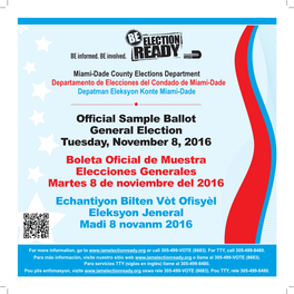 Official Sample Ballot General Election Tuesday, November 8