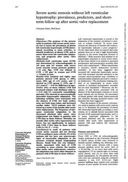 Severe Aortic Stenosis Without Left Ventricular Hypertrophy: Prevalence, Predictors, and Short