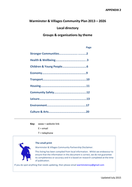 Warminster & Villages Community Plan 2013 – 2026