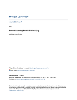 Reconstructing Public Philosophy