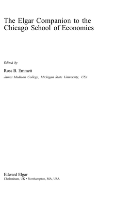 The Elgar Companion to the Chicago School of Economics