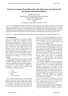 Sumerian Contains Dravidian and Uralic Substrates Associated with the Emegir and Emesal Dialects