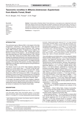 Taxonomic Novelties in Mikania (Asteraceae: Eupatorieae) from Atlantic Forest, Brazil