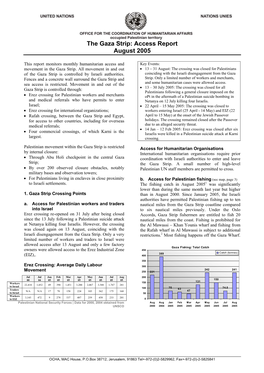 The Gaza Strip: Access Report August 2005