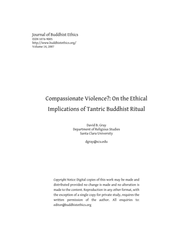 Compassionate Violence?: on the Ethical Implications of Tantric Buddhist Ritual