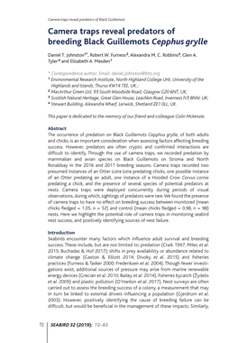 Camera Traps Reveal Predators of Breeding Black Guillemots Cepphus Grylle