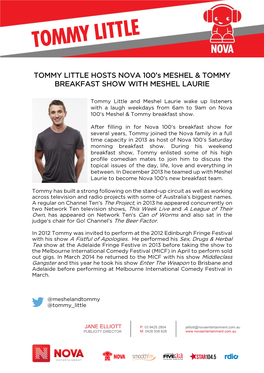 TOMMY LITTLE HOSTS NOVA 100'S MESHEL & TOMMY BREAKFAST