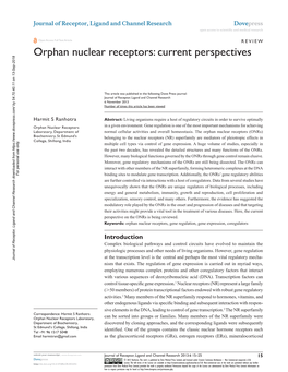 Orphan Nuclear Receptors: Current Perspectives