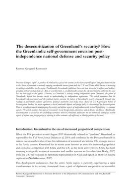 The Desecuritization of Greenland's Security? How The