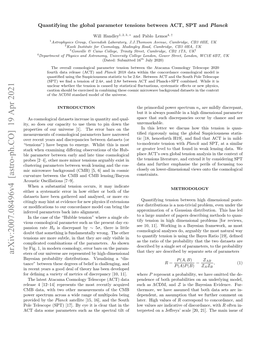 Arxiv:2007.08496V4 [Astro-Ph.CO] 19 Apr 2021 Eters of Our Universe Are Represented by High-Dimensional Bayesian Probability Distributions