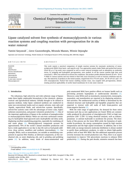 Lipase Catalyzed Solvent Free Synthesis of Monoacylglycerols in Various Reaction Systems and Coupling Reaction with Pervaporation for in Situ Water Removal