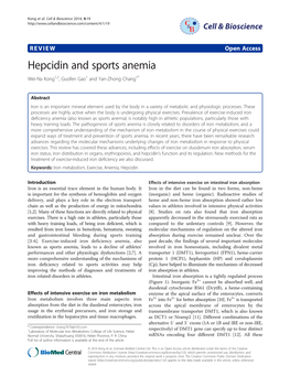 Hepcidin and Sports Anemia Wei-Na Kong1,2, Guofen Gao1 and Yan-Zhong Chang1*