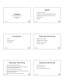 Icanspeak Agenda Introductions Stuttering