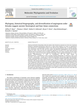Phylogeny, Historical Biogeography, and Diversification of Angiosperm