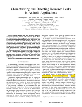 Characterizing and Detecting Resource Leaks in Android Applications