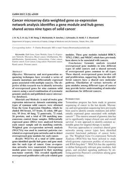 Hub Genes Shared Across Nine Types of Solid Cancer