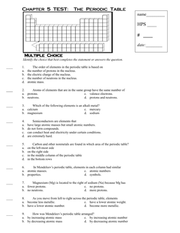 The Periodic Table Name______