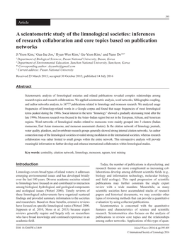 A Scientometric Study of the Limnological Societies