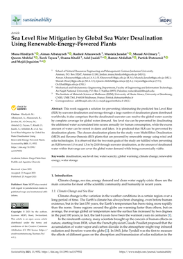 Sea Level Rise Mitigation by Global Sea Water Desalination Using Renewable-Energy-Powered Plants