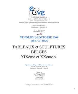 TABLEAUX Et SCULPTURES BELGES Xixème Et Xxème S