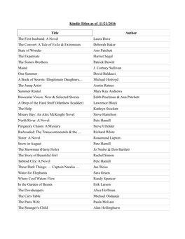 Kindle Titles As of 11/21/2016 Title