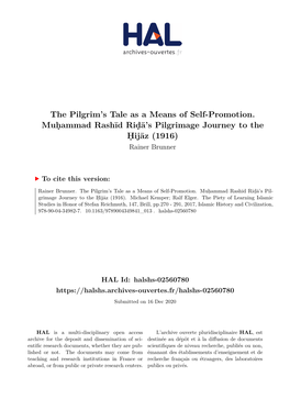 The Pilgrim's Tale As a Means of Self-Promotion