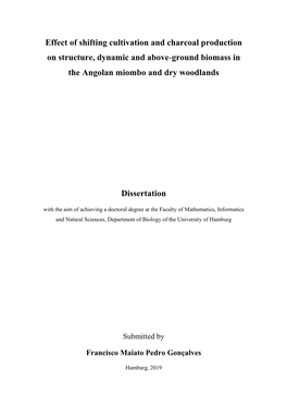 Effect of Shifting Cultivation and Charcoal Production on Structure, Dynamic and Above-Ground Biomass in the Angolan Miombo and Dry Woodlands