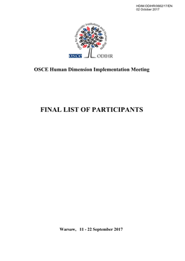 Final List of Participants