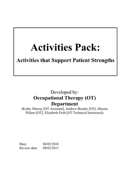 Activities Pack