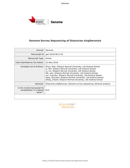 Genome Survey Sequencing of Dioscorea Zingiberensis