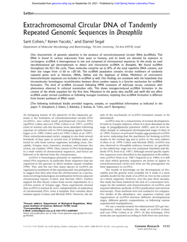 Extrachromosomal Circular DNA of Tandemly Repeated Genomic