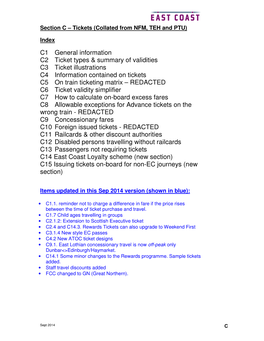 C1 General Information C2 Ticket Types & Summary of Validities C3
