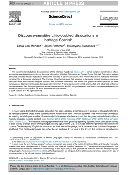 Discourse-Sensitive Clitic-Doubled Dislocations in Heritage Spanish