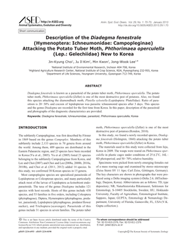 Description of the Diadegma Fenestrale (Hymenoptera: Ichneumonidae: Campopleginae)