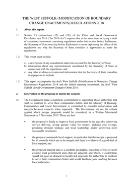 The West Suffolk (Modification of Boundary Change Enactments) Regulations 2018