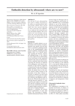 Enthesitis Detection by Ultrasound: Where Are We Now? M.-A