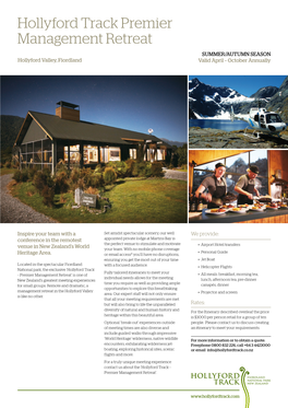 Hollyford Track Premier Management Retreat