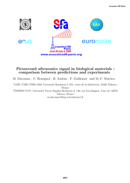 Picosecond Ultrasonics Signal in Biological Materials : Comparison Between Predictions and Experiments M