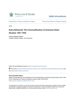 The Commodification of American Urban Disaster, 1861-1906