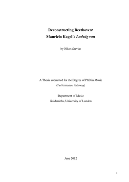 Reconstructing Beethoven: Mauricio Kagel's Ludwig