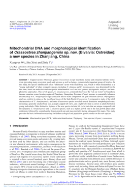 Bivalvia: Ostreidae): a New Species in Zhanjiang, China