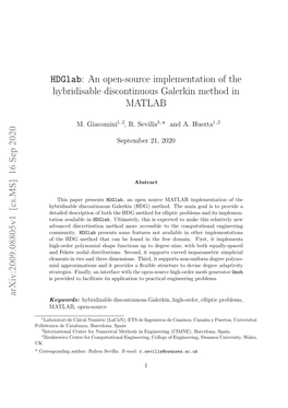 Hdglab: an Open-Source Implementation of the Hybridisable Discontinuous Galerkin Method in MATLAB