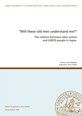 “Will These Old Men Understand Me?” the Relation Between Labor Unions and LGBTQ People in Japan
