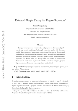 [Math.CO] 7 Oct 2015 Extremal Graph Theory for Degree Sequences