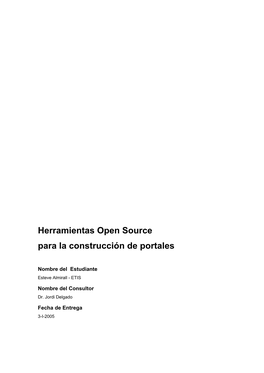 Herramientas Open Source Para La Construcción De Portales