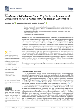 Post-Materialist Values of Smart City Societies: International Comparison of Public Values for Good Enough Governance