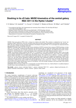 MUSE Kinematics of the Central Galaxy NGC 3311 in the Hydra I Cluster? C